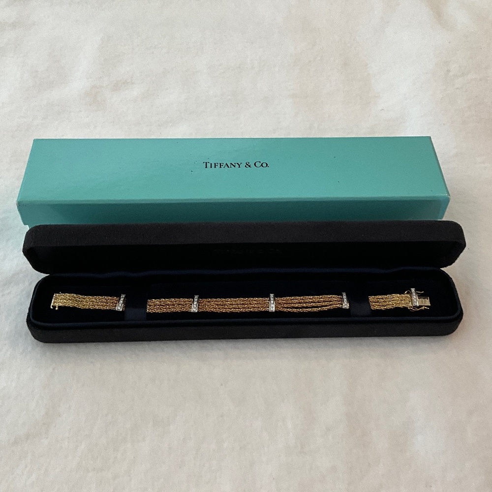 TIFFANY & CO. Vintage 18k Gold & Diamond Rope Bracelet - Picture 13 of 13
